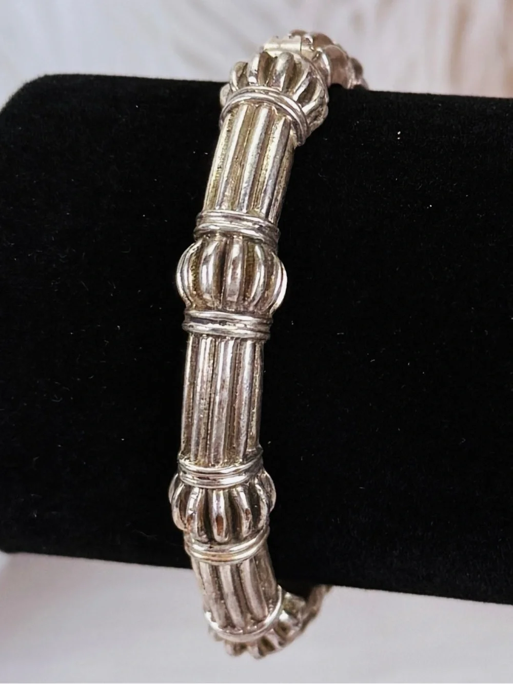 Vintage Aged Silvetone Weighted Bohemian Bracelet